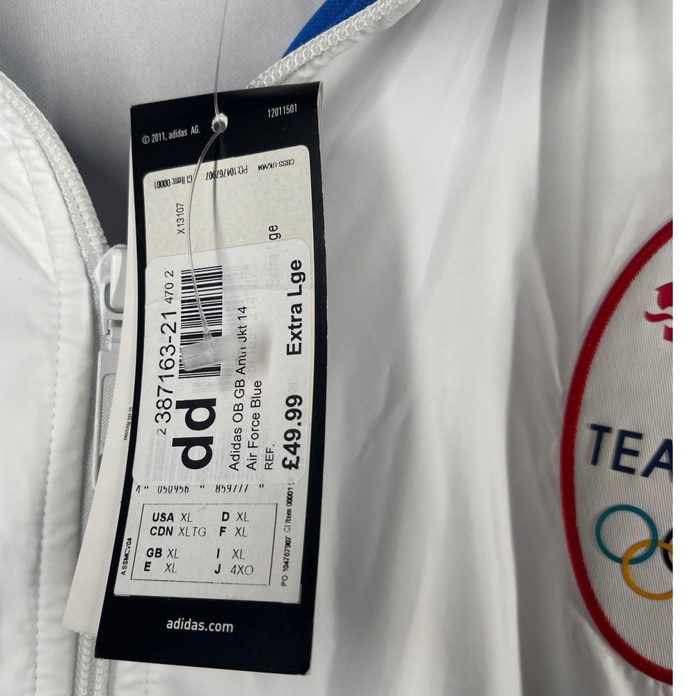 Adidas Team GB Olympic Anthem Track Jacket Mens XL White Blue X13107 NEW - Picture 2 of 5